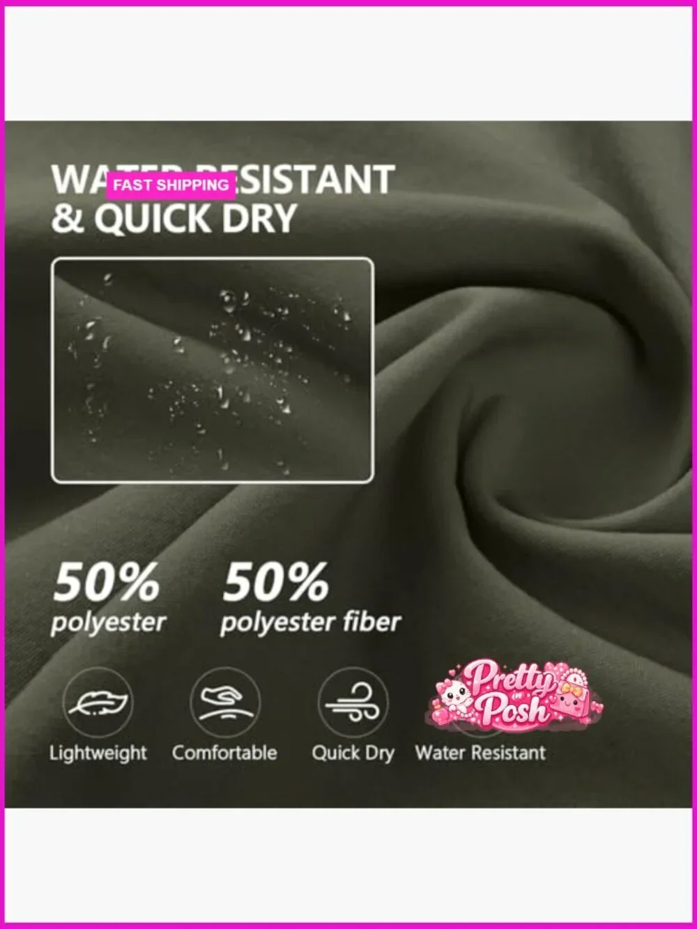 Lightweight Quick Dry Water Resistant Cargo Pants with Zipper Pockets